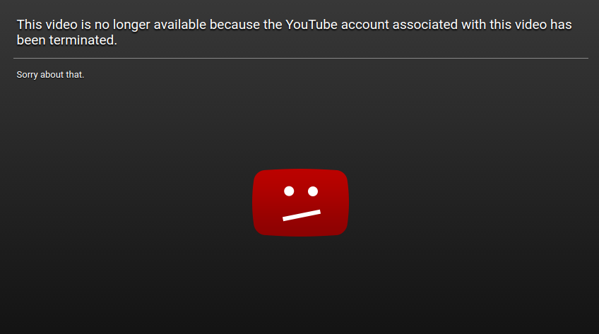 You Tube Account Terminated